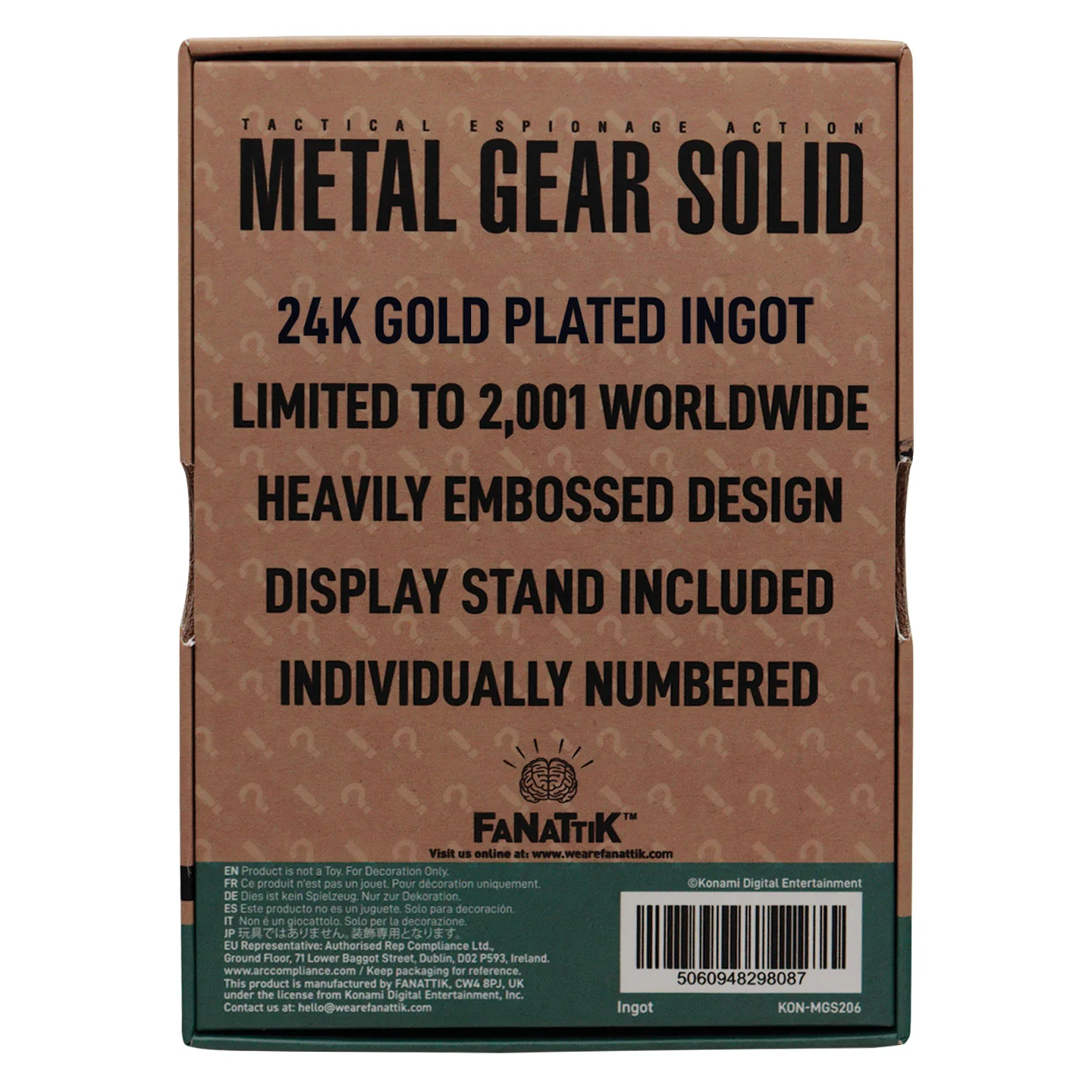 Metal Gear Solid 2 - 24k Gold Plated Raiden - Ingot - Image 5